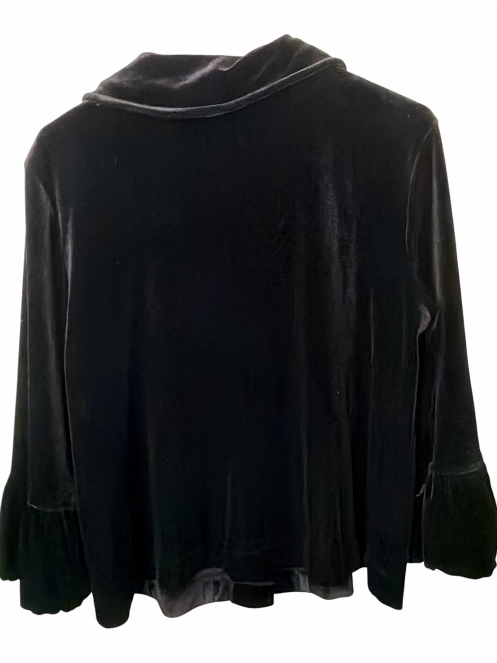 Notations Black Velvet Rounded-Collar Button Jacket - Picture 2 of 5